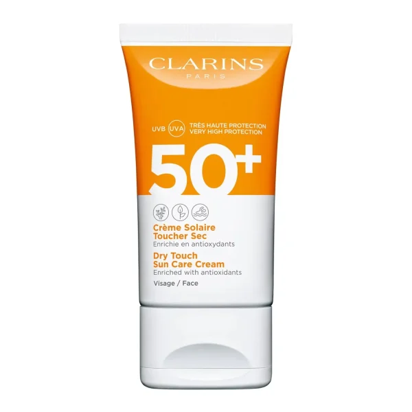 CLARINS – Crème Solaire Toucher Sec 50+ Enrichie en Antioxydants