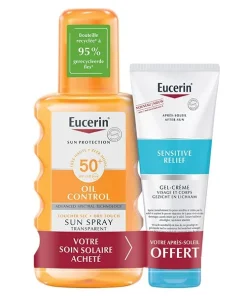 EUCERIN - Oil Control Spray Transparent SPF 50+ & Sensitive Relief Gel-Crème Offert