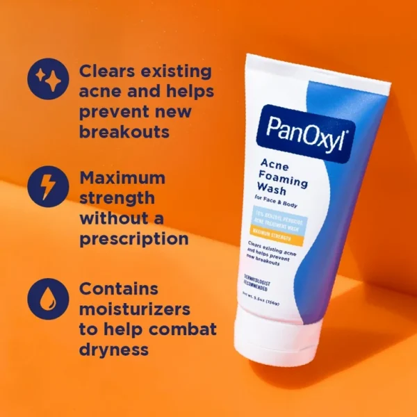 PANOXYL – Nettoyant Moussant Contre l’Acné 10% Peroxyde de Benzoyle Force maximale 10