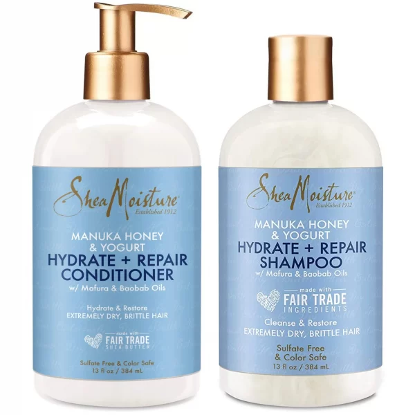 SHEA MOISTURE – Manuka Honey & Yogurt Shampooing & Revitalisant Soin Réparateur & Hydratant