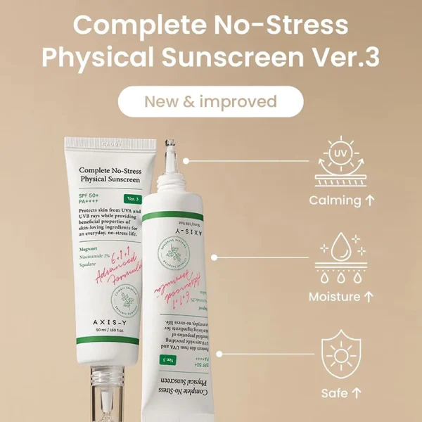 AXIS-Y – Complete No-Stress Physical Sunscreen Crème Solaire Physique SPF 50+ PA++++