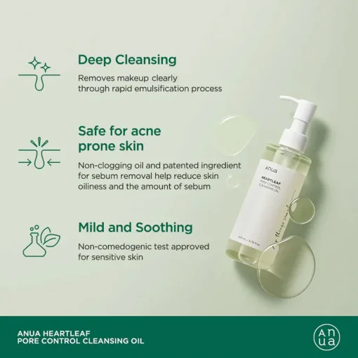 ANUA - Heartleaf Pore Control Cleansing Oil - Huile Nettoyante Démaquillante