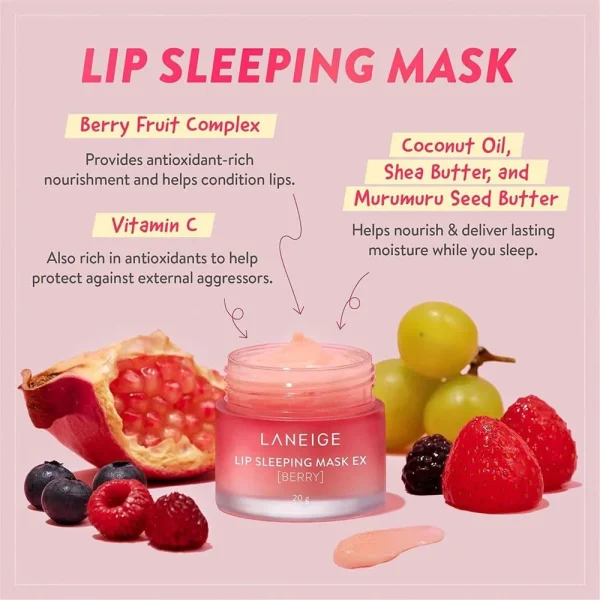 LANEIGE – Lip Sleeping Mask EX Berry – Masque de Nuit pour les Lèvres 20g