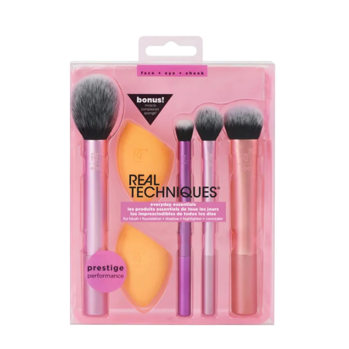REAL TECHNIQUES - Everyday Essentials Kit Set de Pinceaux & 2 Éponges
