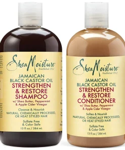 SHEA MOISTURE - Jamaican Black Castor Oil Shampooing & Après-Shampooing Soin Duo Fortifiant & Réparateur
