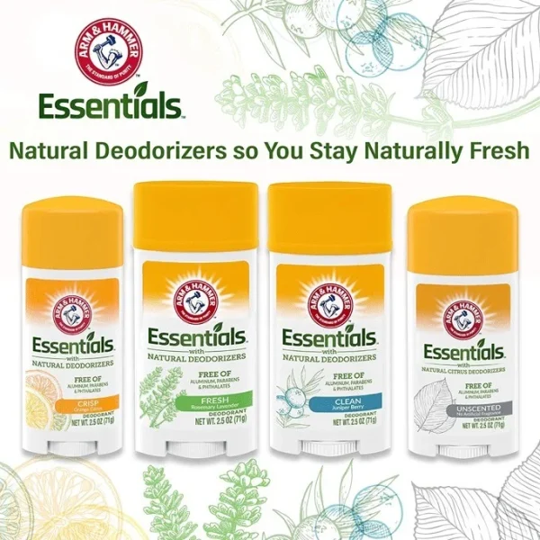 ARM & HAMMER – Essentials Unscented Déodorant avec Désodorisants Naturels Sans parfum