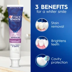 CREST - 3D White Advanced Radiant Mint Whitening Toothpaste - Dentifrice Blanchissant